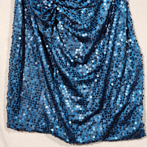 Lily Rose NWT Teal Blue Sequin‎ One Shoulder Mini Dress Party Cocktail HOCO M - Picture 6 of 11